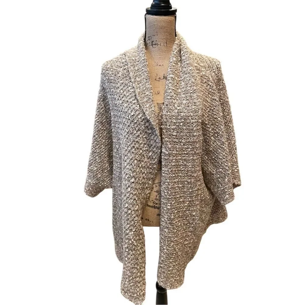 Lane Bryant Women's Plus Size 22 Tan Chunky Knit Cardigan Sweater Short Sleeve